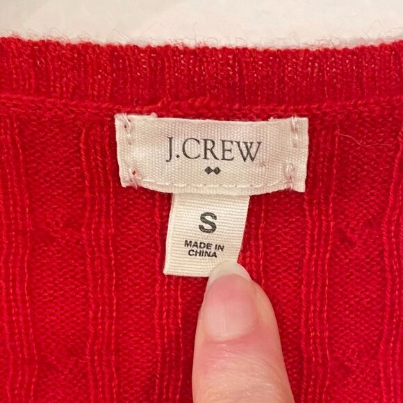 2/$40 EUC J.Crew Wool Lyocell Cable Knit Sweater Red Small - Picture 3 of 5